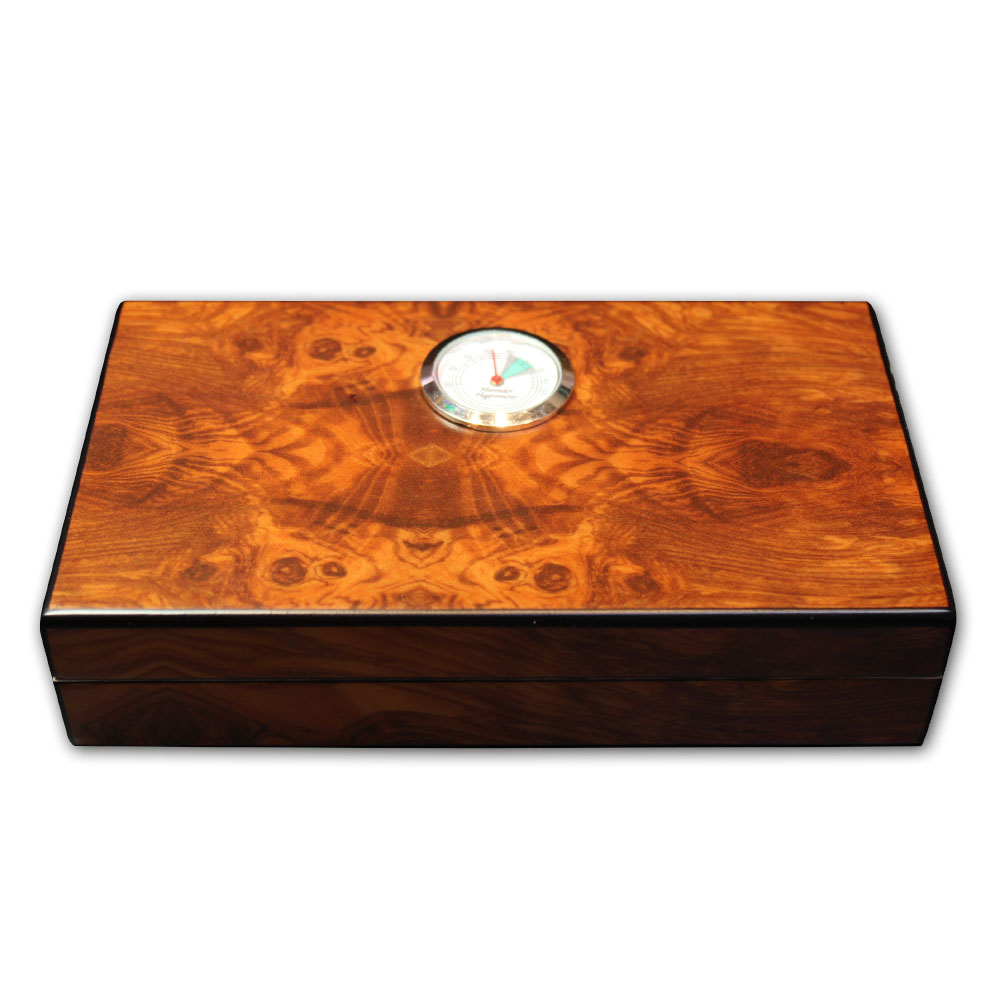 Angelo Mini Dark Burl Humidor - up to 4 cigars capacity